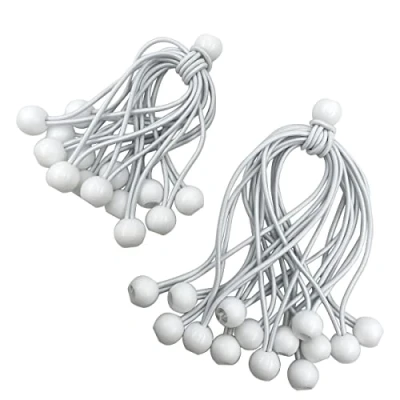 Immagine di Bungee Ball,Elastici Fissaggio,30 Pezzi Elastici Sfera Bianco Loop Expander,Cordoncino Elastico con Palline Fascette Kit Lssaggio Fissaggio di Tende,Banner Universali