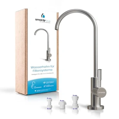 Immagine di smardy UNO201 Rubinetto da Cucina Acciaio Inox, Girevole a 360 per Osmosi Inversa, Filtro dell&#039;Acqua 1/4&quot;(6,35mm)