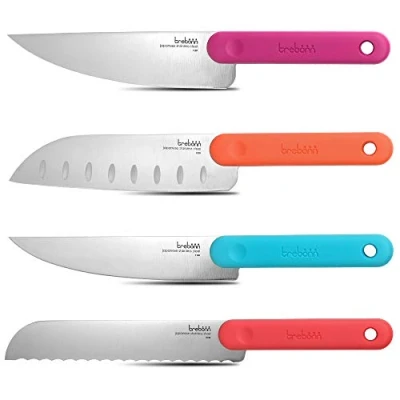 Immagine di Trebonn Knife Set di 4 coltelli da cucina con lame in acciaio inox giapponese. Manici soft touch antiscivolo