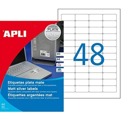 Immagine di APLI 10066 Etichette, 20 fogli, argento