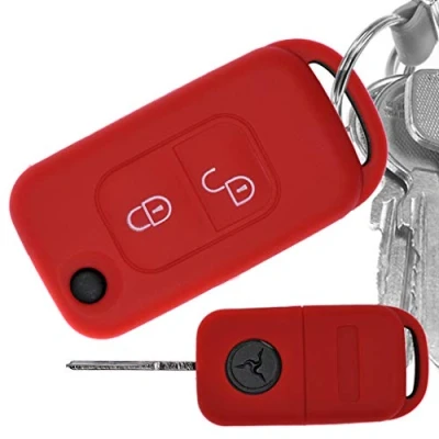 Immagine di Key Soft Case Cover protettiva Chiave per auto Mercedes Benz SLK A Class R170 W168 Tasto pieghevole 2 pulsanti Remoto/Colore: rosso