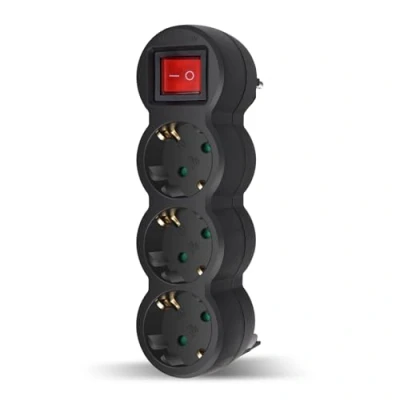 Immagine di EXTRASTAR 3 in 1 adattatore piatto con interruttore e tre prese Schuko, fino a ricarica 3680 W, 16 A, 250 V, nero, pz