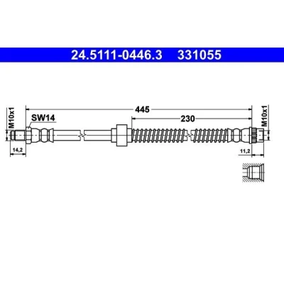 Immagine di ATE 24.5111 0446.3 Tubi Freno 445 M10x1 CITROËN: C2 Hatchback, C3 I Hatchback