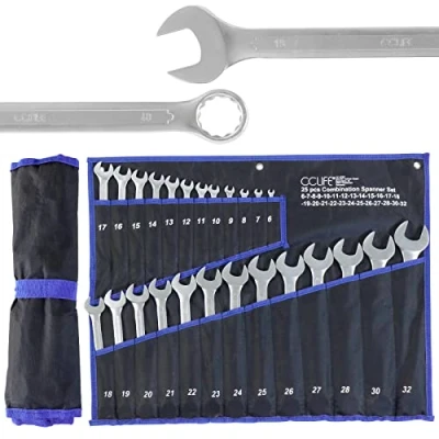 Immagine di CCLIFE 25 Pezzi Chiavi Inglesi Set Combinate 6 32 mm Cr V a Forchetta Fisse ad Anello