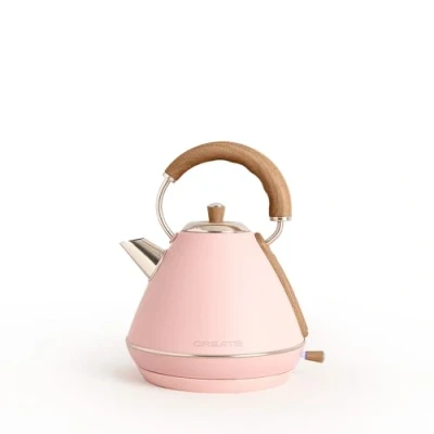 Immagine di CREATE/KETTLE RETRO/Bollitore d&#039;acqua elettrico Rosa / 1.7L, sistema di filtraggio anticalcare e antiparticelle