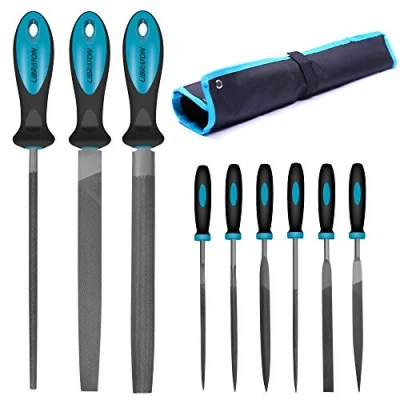 Immagine di LIBRATON Set di lime e Raspe per Legno 9Pezzi, File Metallo lnclude Piatta, Tonda, Semitonda 6 ad ago, adatto Legno, etc.
