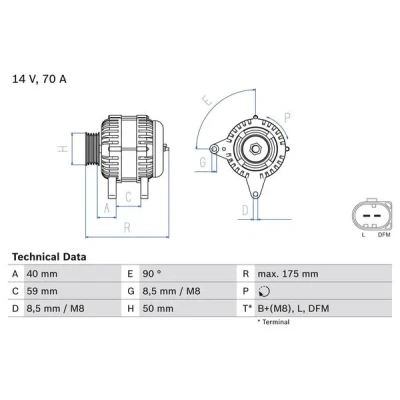 Immagine di BOSCH 0 986 041 910 Alternatore 14V 70A SKODA: Octavia I Hatchback, VOLKSWAGEN: Lupo / 3L, SEAT: Arosa, Ibiza 2