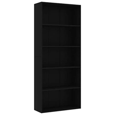 Immagine di vidaXL Libreria a 5 Ripiani Nera 80x30x189 cm in Truciolato