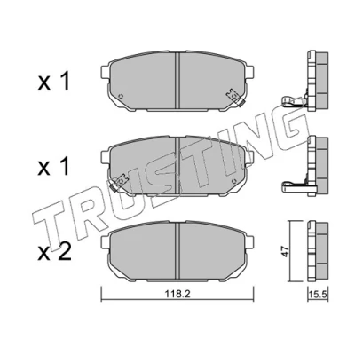 Immagine di TRUSTING 532.0 Kit pastiglie freno con segnalatore acustico usura KIA: SORENTO 1