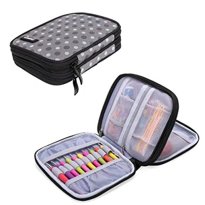 Immagine di Damero Caso Zipper Organizzatore per uncinetto e accessori, Grigio Dots (No Accessori inclusi)