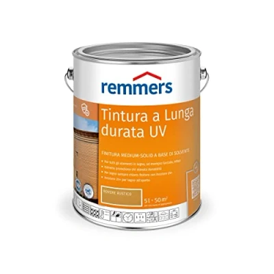 Immagine di Remmers Vernice trasparente per protezione duratura dai raggi UV rovere rustico, 5 litri, protettivo a base di solvente legno all&#039;esterno, elevata anche nelle tonalità chiare e incolore UV+, anti blocking