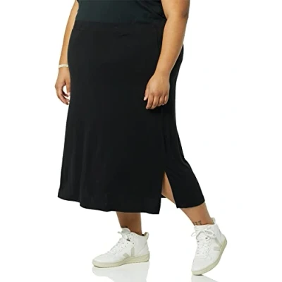 Immagine di Amazon Essentials Gonna Media in Maglia con Elastico Vita (Taglie Forti Disponibili) Donna, Nero, S