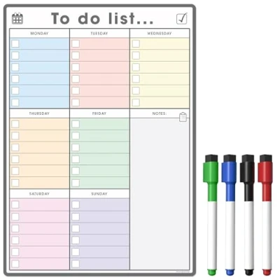 Immagine di The Magnet Shop TMS A4 Magnetic To Do List e agenda settimanale Organizza le tue faccende domestiche, l l&#039;ufficio attività lavorative con nostre lavagne cancellabili a secco (stile 1, A4)