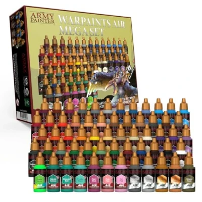 Immagine di The Army Painter Warpaints Air Mega Set, 60 Colori Aerografo Per Modellismo 18ml, Compresi 9 Metallici E 1 Fluo. Un Set Di Acrilici Adatto A Warhammer 40k Miniature Dnd