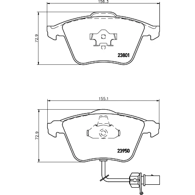 Immagine di HELLA 8DB 355 011 711 Kit pastiglie freno con segnalatore usura integrato AUDI: A4 B7 Avant, A6 C6 B6 Avant