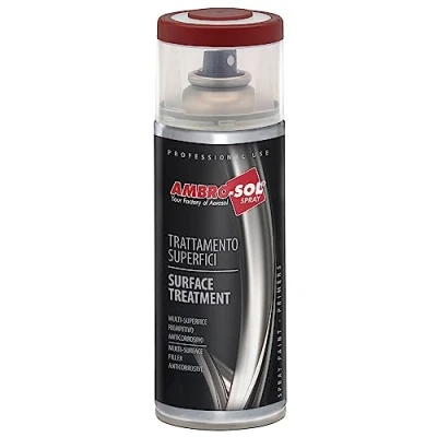 Immagine di Ambro Sol V400PAST9 Smalto Trattamento per Superfici, Antiruggine, Protegge dalla Ruggine le Superfici di Metallo, Copre Graffi e Imperfezioni, Bomboletta Spray in Banda Stagnata 400 ml, Rosso