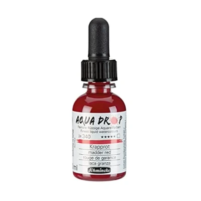 Immagine di Schmincke AQUA DROP, rosso garanza, flaconcino con pipetta, 30 ml, 24340034, acquarelli liquidi, urban sketching, calligrafia, handlettering