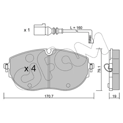 Immagine di CIFAM 822 1322 0 Kit pastiglie freno Predisposto per contatto segnalazione usura VOLKSWAGEN: Transporter 6 Bus, 6, Multivan