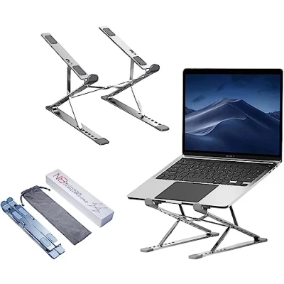 Immagine di KINGDATA supporto per laptop, Rialzo pc portatile ergonomico laptop in alluminio scrivania, computer regolabile altezza 7+9 gradini, pieghevole notebook