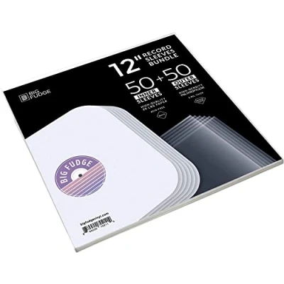 Immagine di Big Fudge Pacchetto di custodie per dischi in vinile 50 buste esterne più interne trasparenti album e arrotondati da 12&quot; senza acidi