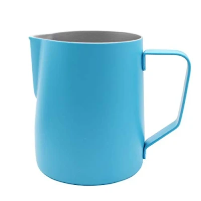 Immagine di Abcsea 1 Pezzo Bricco per Latte in Acciaio Inox, Brocca di Latte, Montalatte Schiuma Caffè Art Penna Caffè, Blu 350ml/12oz