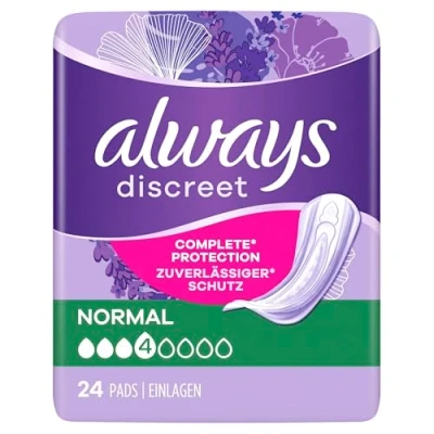 Immagine di assorbenti Always Discreet per perdite urinarie Donne Normali 96 (4x24 pezzi) Protezione completa*. Incredibile discrezione (la confezione può variare)