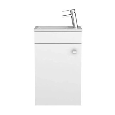 Immagine di Sieper Badmöbel Gabun Mobiletto da bagno con lavabo e armadio in ceramica, 400 mm, colore: bianco lucido