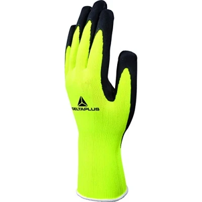 Immagine di Elvex Delta Plus VV73310 Guanti di sicurezza con rivestimento in lattice e schiuma lattice, capacità: volume, poliestere, 10, colore giallo fluo