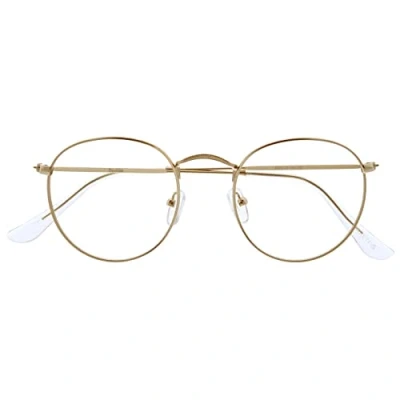 Immagine di OPULIZE Sol B94 Occhiali con blocco della luce blu, stile retrò, riducono i riflessi, anti mal di testa, migliorano il sonno, per giocare al computer, uomo e donna, Oro, +3.50