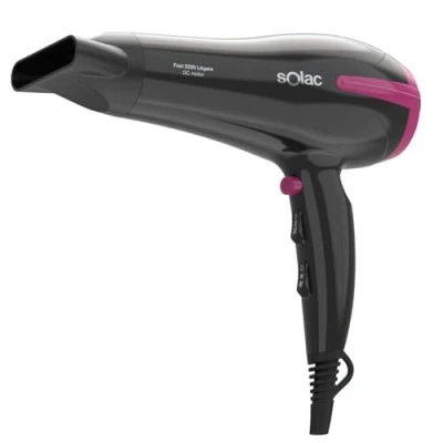 Immagine di Solac Asciugacapelli Fast 2200 Légere Ultra Leggero 340g 2200W di Potenza 3 Temperature e 2 Velocità Pulsante Aria Fredda Filtro Rimovibile Manico Ergonomico Anello per Appendere