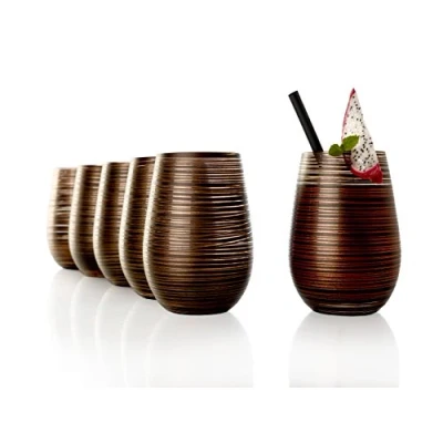 Immagine di Stölzle Lausitz bicchieri TWISTER 465ml Nero bronzo I Set di 6 lavabili in lavastoviglie infrangibili universali per acqua, succhi e long drink