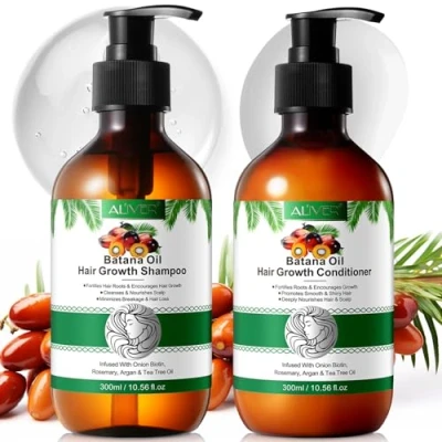 Immagine di Batana Oil Set shampoo e balsamo per la crescita dei capelli, a base di erbe, diradare i donne uomini, prodotto cura capelli
