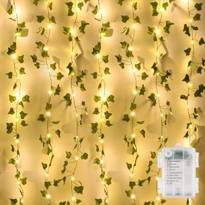 Immagine di GuKKK Ghirlanda di Edera artificiale Luci a corda, 10m 100 LED Stringa Luminosa con Foglie, Luminosa, Foglia Vite Luce, per Interni, Matrimonio, Decorazione Feste