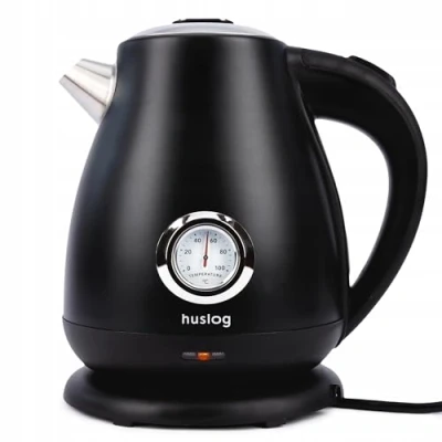 Immagine di Huslog Bollitore elettrico con termometro Retro 1,7 L 2200 Watt Nero