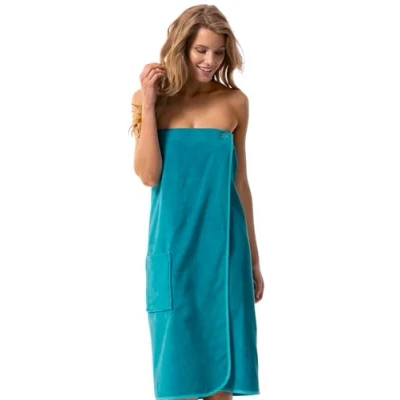 Immagine di Morgenstern Asciugamano Da Bagno I Spiaggia Donna Elastico Bottone 100% cotone Tasca 90x142 cm Turchese