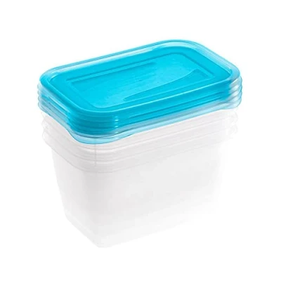 Immagine di keeeper Set da 4 Contenitori per Alimenti, x 750 ml, 15,5 10,5 8,5 cm, Fredo Fresh, Blu trasparente
