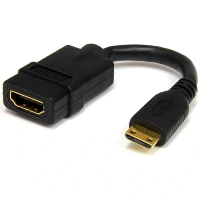 Immagine di StarTech.com Adattatore HDMI a mini ad alta velocità da 13cm Accoppiatore /Convertitore F/M con connettori placcati in oro Connettore 1.4 UHD 4K (HDACFM5IN)