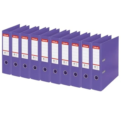Immagine di Esselte Raccoglitore a Leva Formato A4, in Plastica con Dorso da 7.5 cm, Pacco 10, Viola