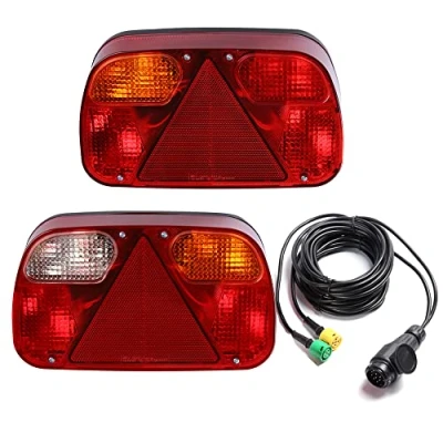 Immagine di AOHEWEI Set di Fanali Per Rimorchio Luci Posteriori Camion Lampada del Freno Illuminazione Dell&#039;indicatore Kit Cablaggio con Spina 13 Poli e Cavo a 5 5,5 m Caravan o