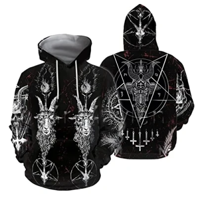 Immagine di Pentagram Stampa 3D Felpe Gotiche Satana Uomini Primavera Marca Felpa Con Cappuccio Hip Hop Uomo