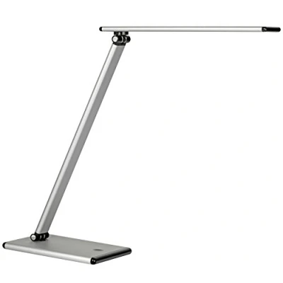 Immagine di Unilux 400077409 Lampada Terra da Tavolo a LED 8.3 W, 4 Livelli Dimmerabili di Luminosità con Controllo Touch, Moderna, per Cameretta, Scrivanie, Ufficio, Casa, Colore Grigio Metallizzato