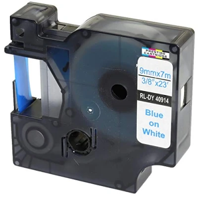 Immagine di Nastro per Etichette compatibile DYMO 40914 S0720690 Blu su Bianco 9mm x 7m LabelManager 160 210D 220P 260P 280 360D 420P 450D 500TS PnP MobileLabeler LabelPoint LabelWriter 450 Duo