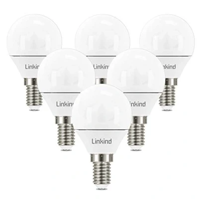 Immagine di Linkind Lampadine LED E14 Attacco Edison, Golf P45/G45, 5W(equivalenti a 40W), Luce Bianca Calda 3000K, 470 Lumen, Non Dimmerabile, Pacco da 6