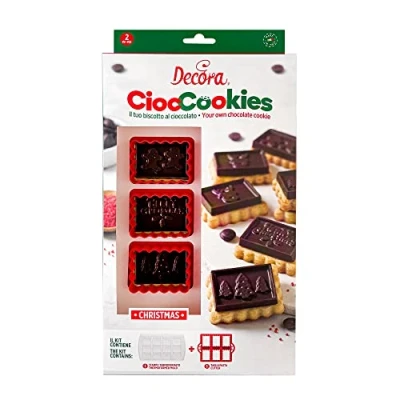 Immagine di Decora 0255157 Set CiocCookies Per Gallette Al Cioccolato Natale, in Plastica, Realizzare Modo Semplice delle con una Placchetta Di Personalizzata. Confezione Da 2 Pezzi.