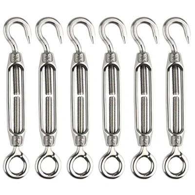 Immagine di 6 Pezzi M4 Tenditore Acciaio Inox 304 Filo Regolabile Tenditori Gancio e Occhiello per Cavi in ​​Acciaio Funi