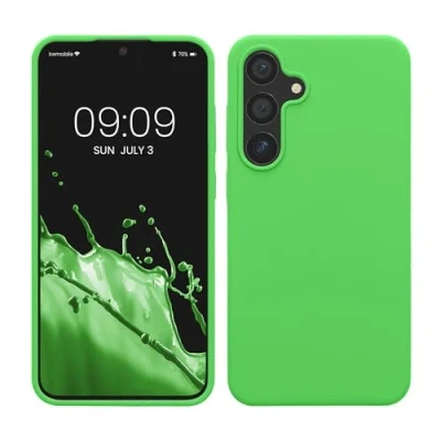 Immagine di kwmobile Cover per Samsung Galaxy S24 Plus Custodia Back Case Caricatore Wireless Antiurto e Flessibile in Silicone TPU verde lime