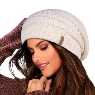 Immagine di FURTALK Knit Beanie Hat per Donna Linea in Pile Sci Skull cap Slouchy Cappelli Invernali