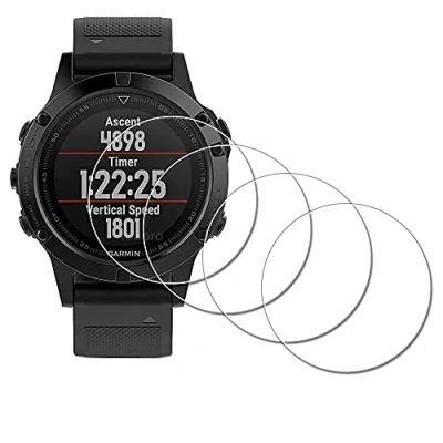 Immagine di iDaPro [4 pezzi] Pellicola Protezione Applicabile per Garmin Fenix 5 orologio vetro temperato 【Non Plus】 antigraffio Cover Accessori