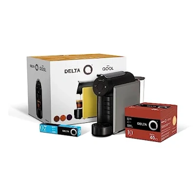 Immagine di Delta Q MiniQool Confezione di caffettiera a capsule automatica Serbatoio con capacità 7 Include 1 x 40 caffè Qalidus + 10 DeQafeinatus Grigio
