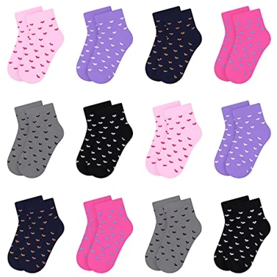 Immagine di L&amp;K II 12 paia di calzini per bambina con simpatici motivi a cuore Scarpine bambini da sneaker multicolore 2806A 27 30